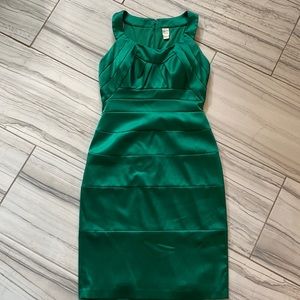 Emerald green cocktail, body con dress.